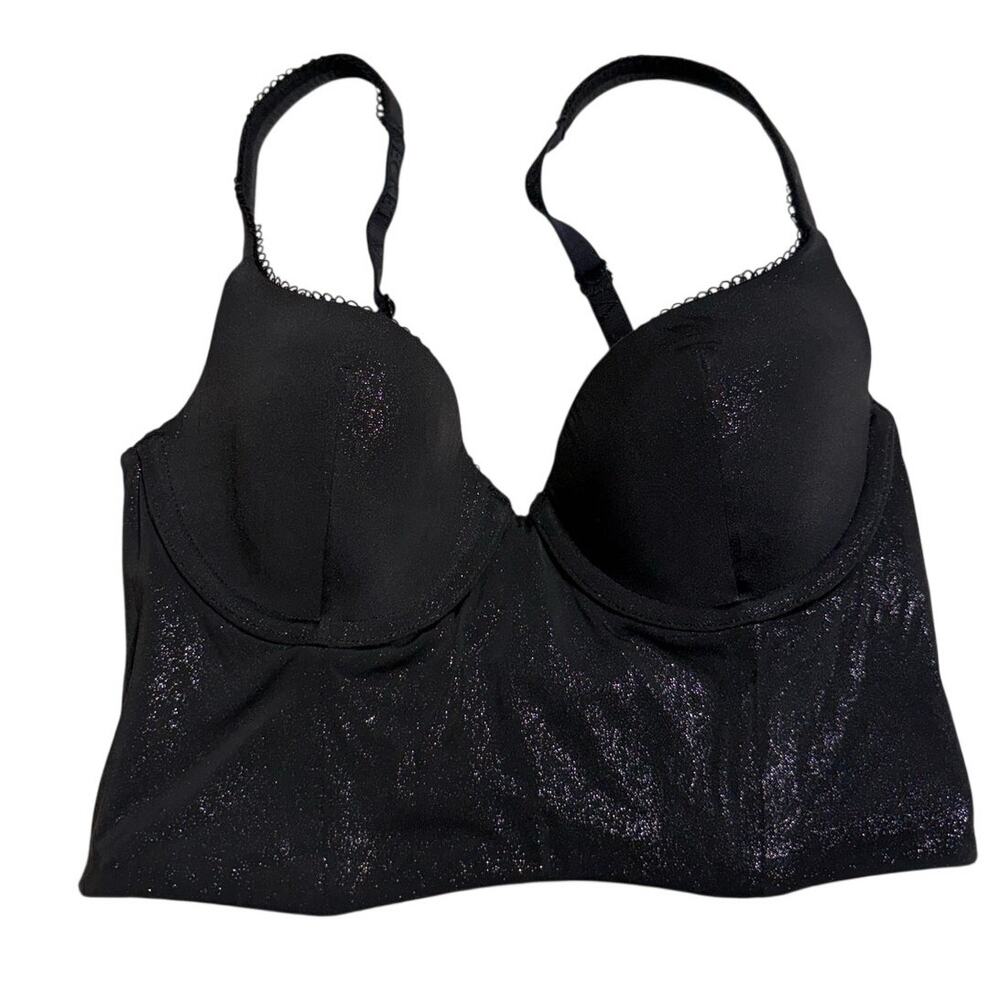 Victoria's Secret Body by Victoria Lined Demi Bra 30C Black Sparkle Underwire